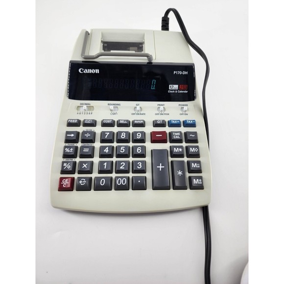 Canon P170-DH 12 Digit 10 Key Adding Business Machine Calendar Clock Calculator - Picture 2 of 14